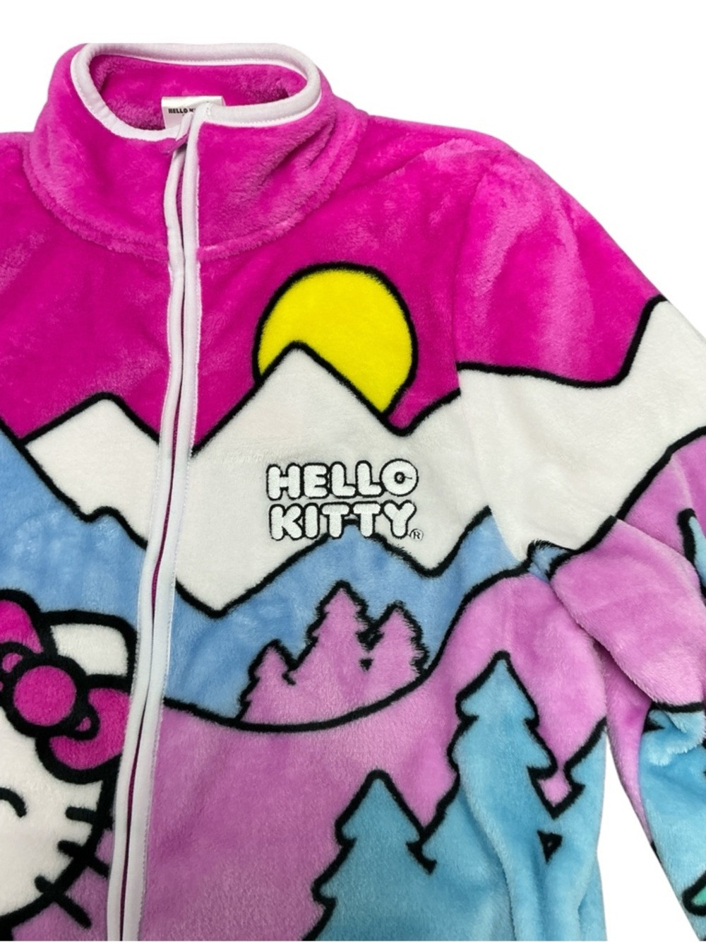 Hello Kitty - NWT - Pink, Light Blue and White Plush Zip Sherpa Jacket - Picture 3 of 5